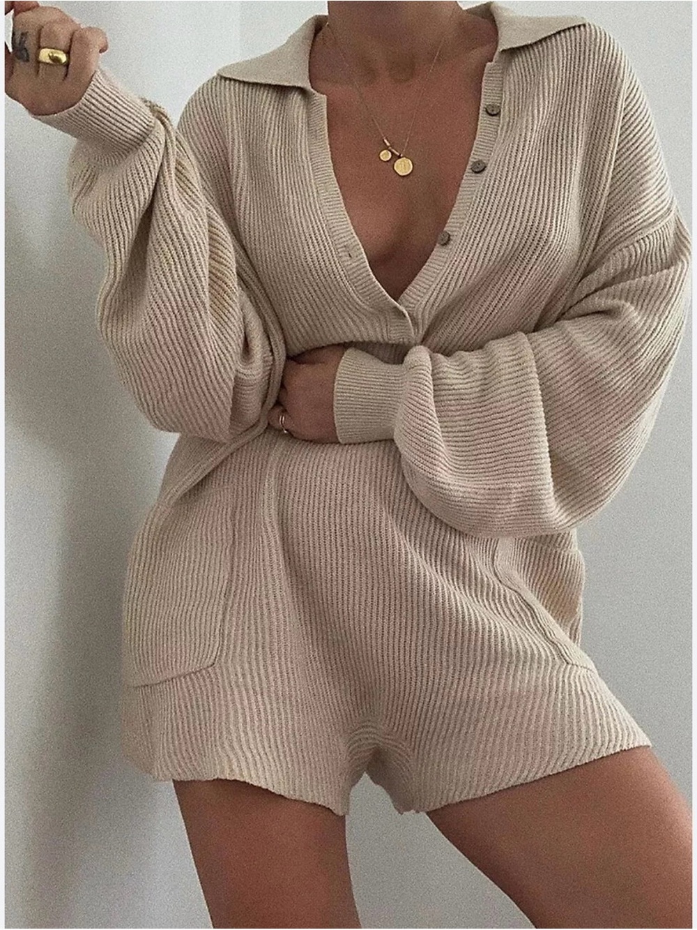 Free People Beach Cream Ribbed Knit Swim Coverup Romper